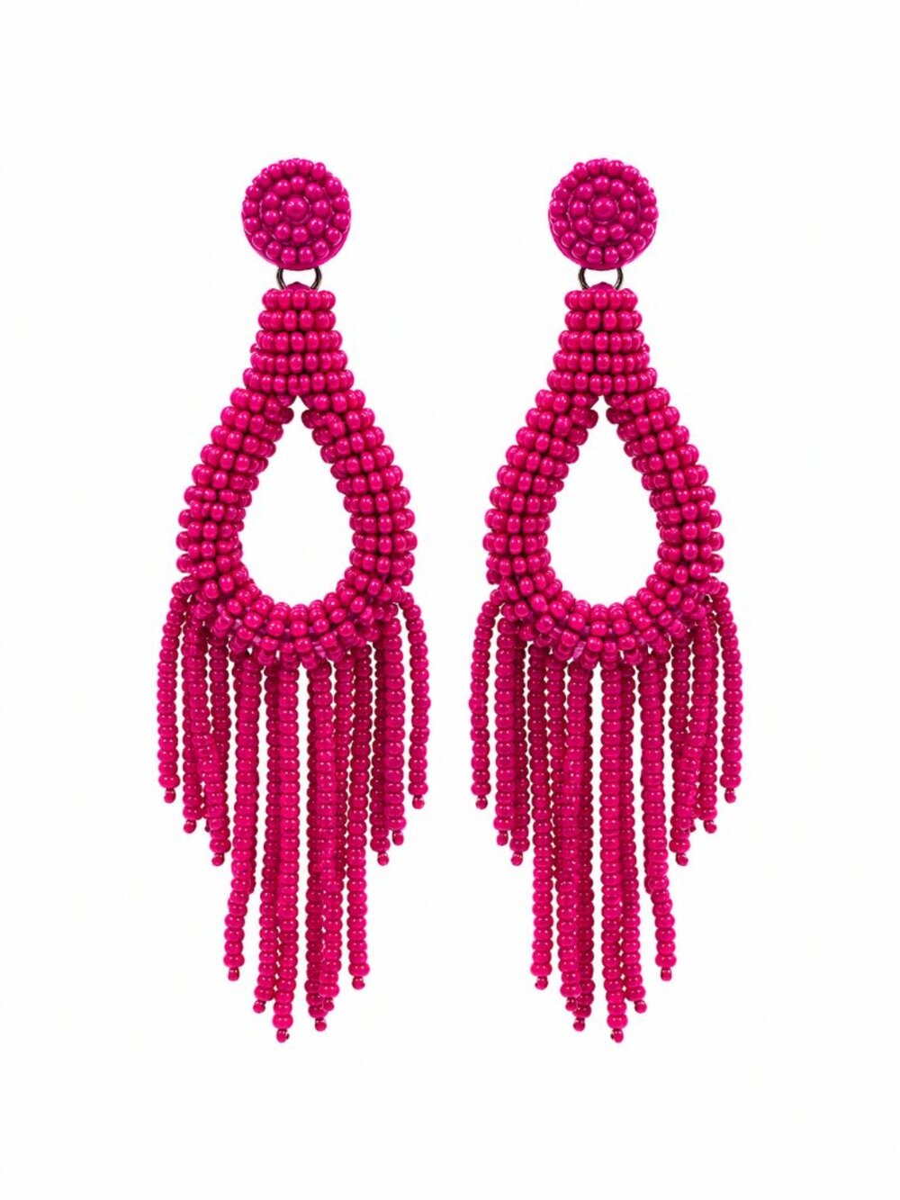 Beaded Fringe Drop Earrings